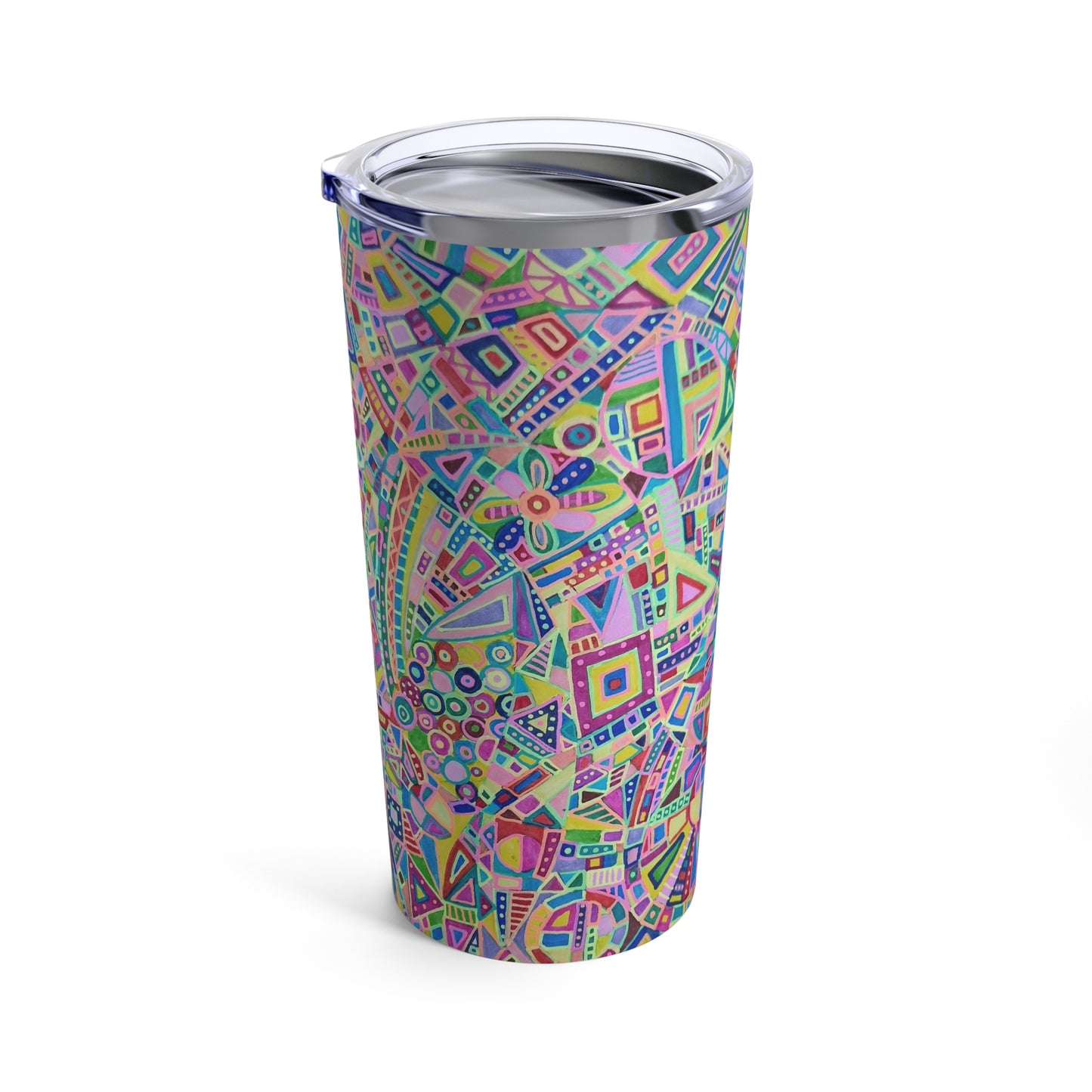 Tumbler 20oz - No.  259 - Multicoloured abstract Mouse - By Irish Artist Fiona de Lacy