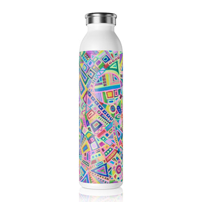 Slim Water Bottle - No. 259 Multicoloured Abstract -  By Irish Artist Fiona de Lacy