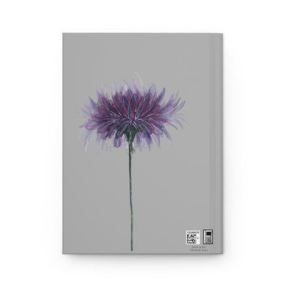 Hardcover Journal Matte (Lined) - No. 268 - Purple Flower on Grey - By Irish Artist Fiona de Lacy