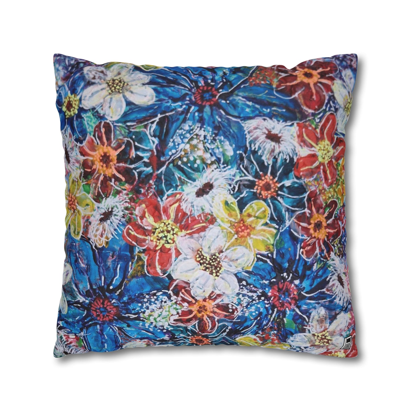 Cushion Pillow Case - No. 242 -  Large Blue Flowers