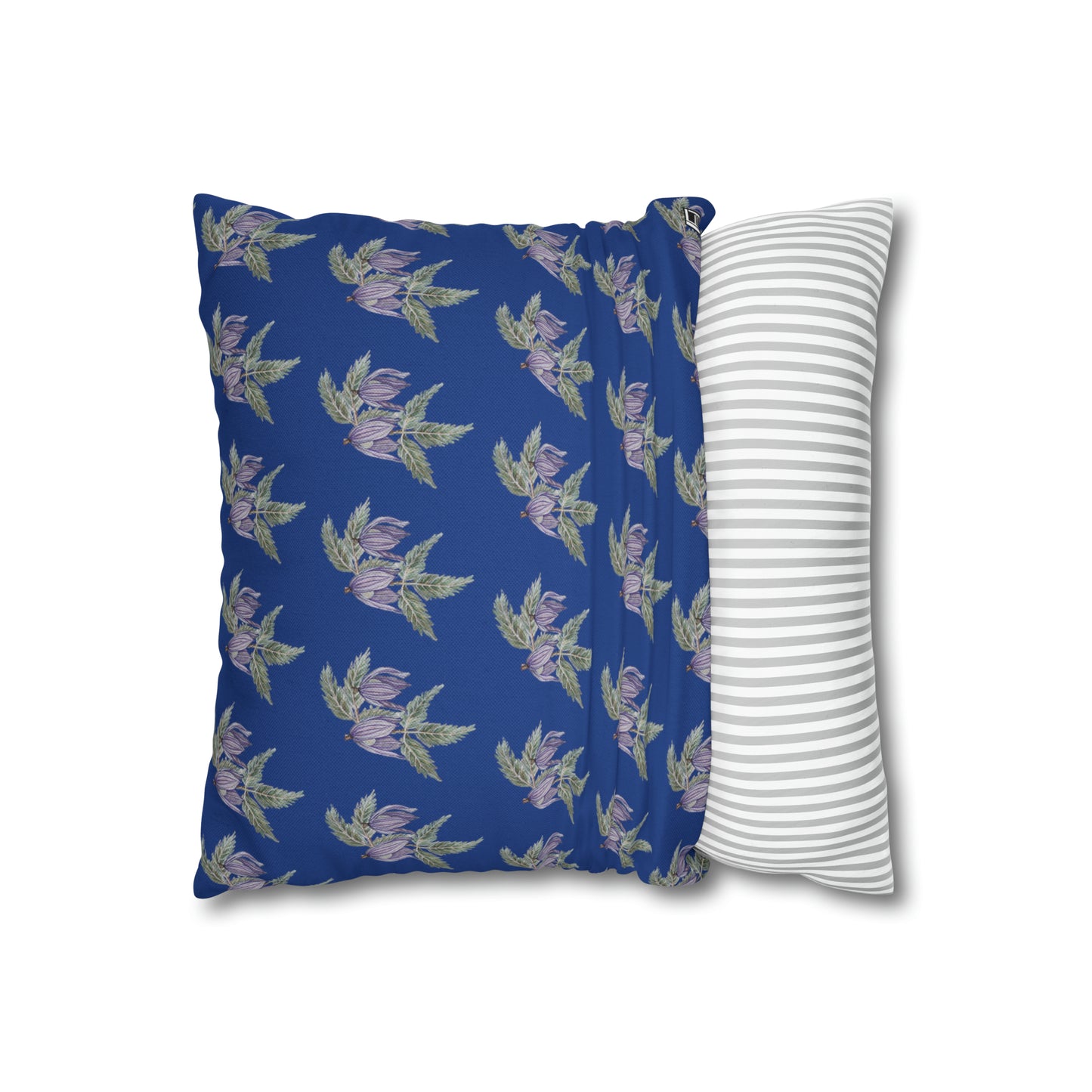 Cushion Pillow Case - No. 270 - Purple Drop Flowers on Navy