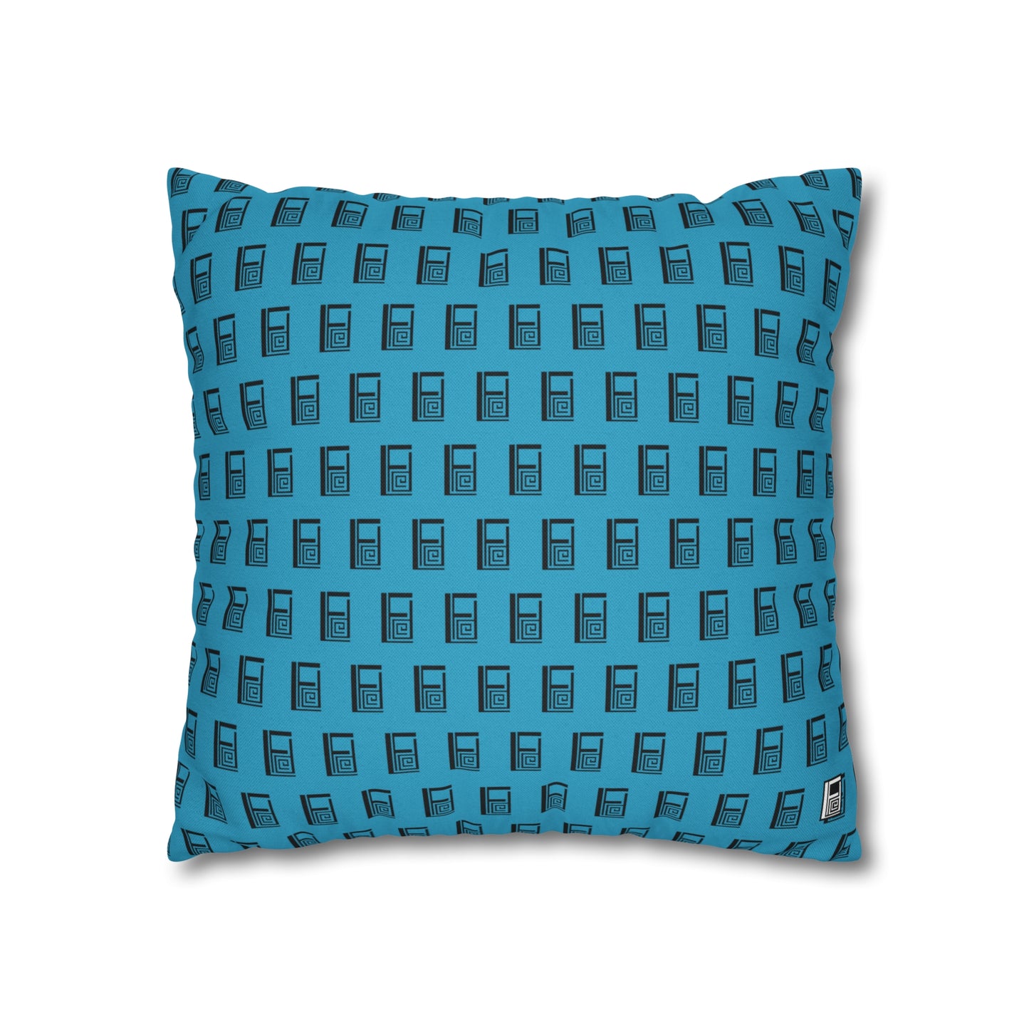 Cushion Pillow Case - No. 000TE - Black Logo on Turquoise