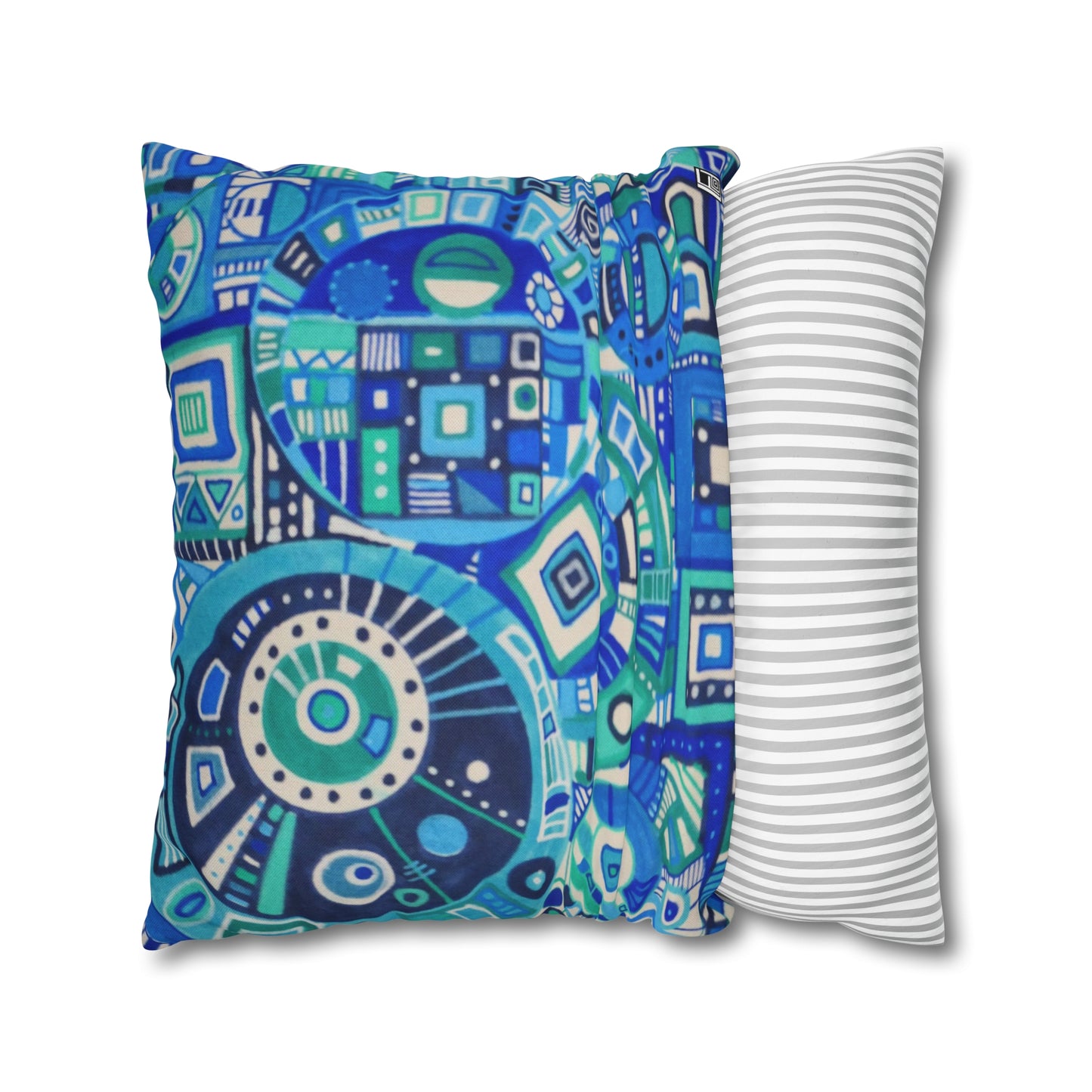 Cushion Pillow Case - No. 262 - Blue Geometric Abstract