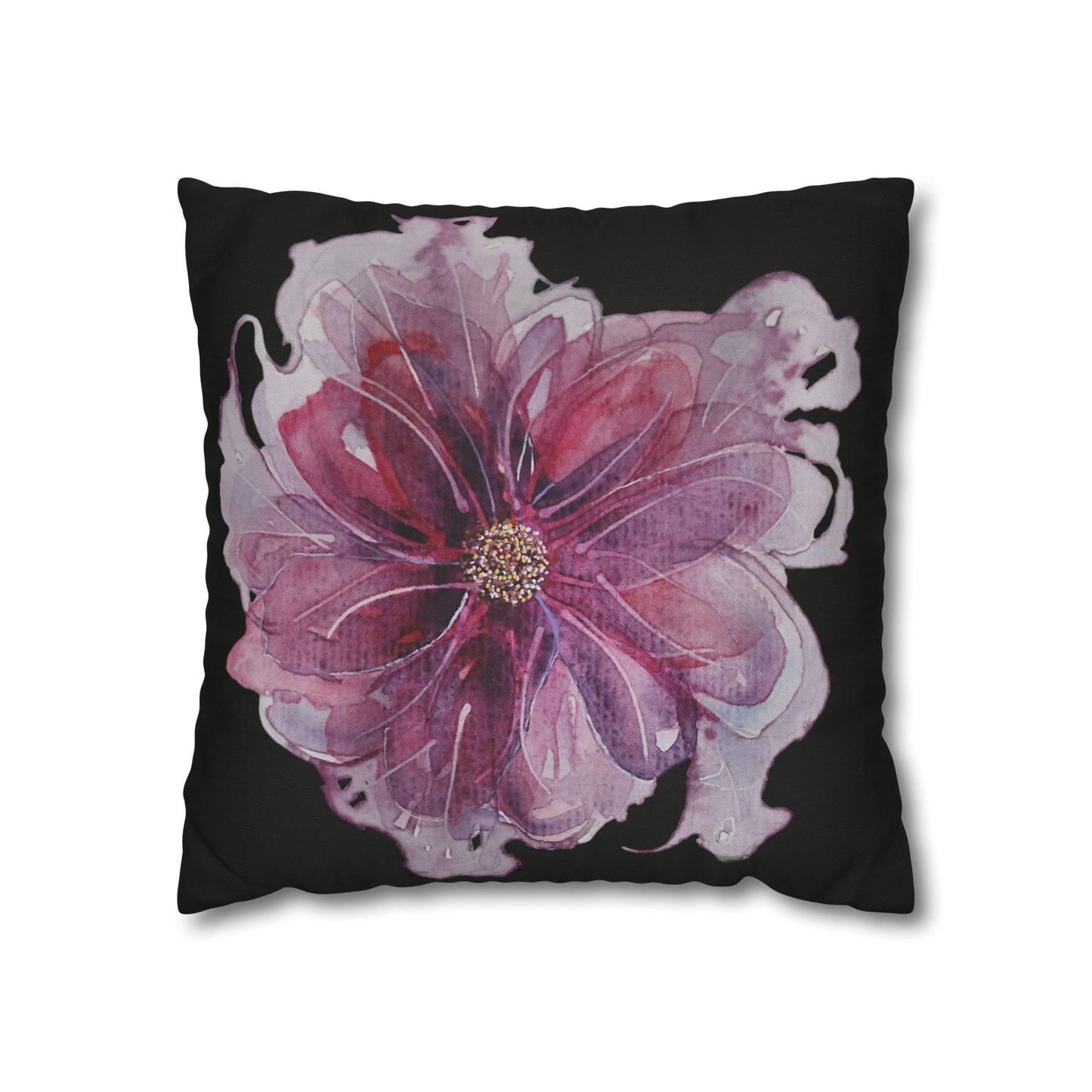 Cushion Pillow Case - No 269 Pink / Purple Flower on Black