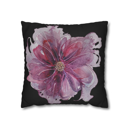 Cushion Pillow Case - No 269 Pink / Purple Flower on Black