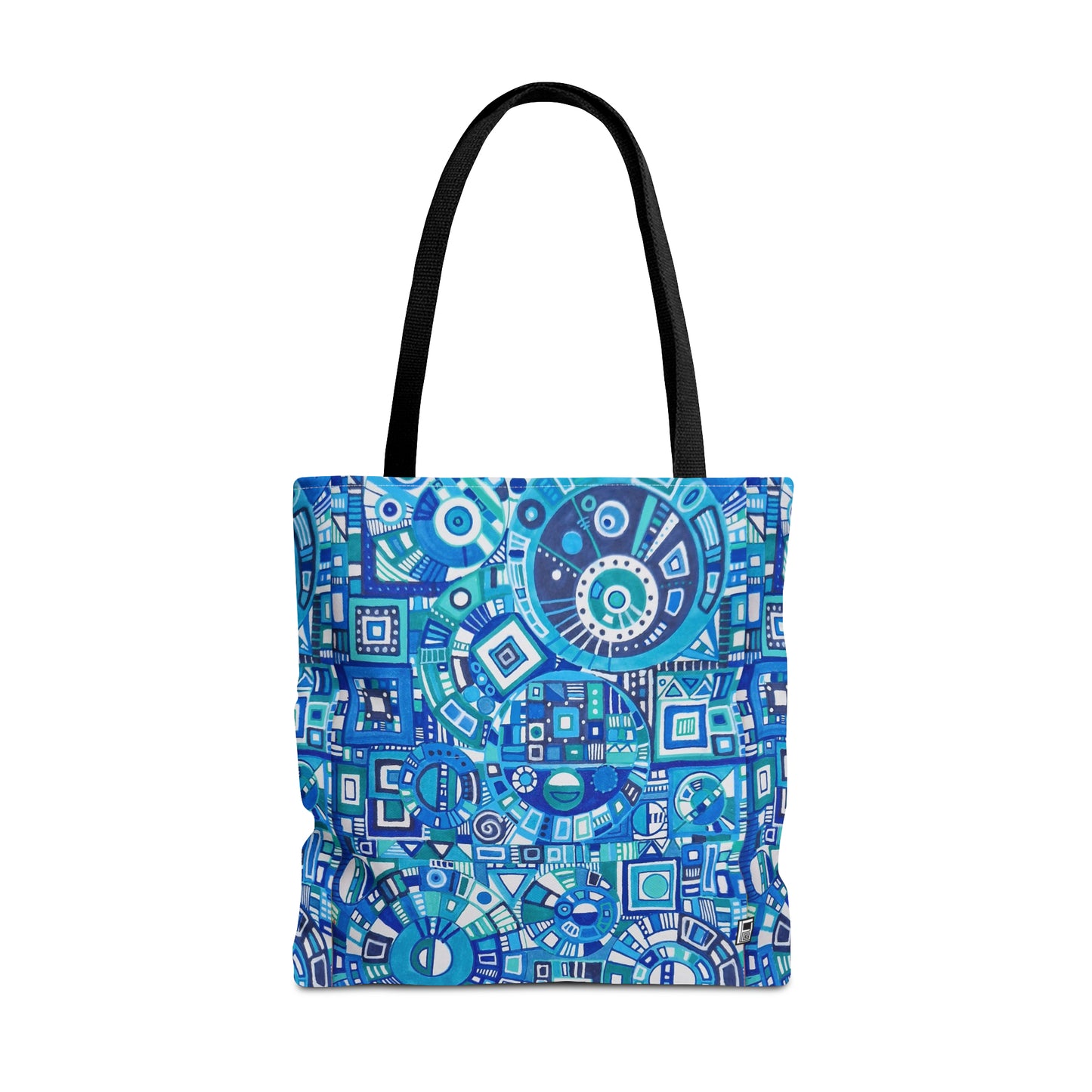 Tote Bag  - No. 262 Geometric Blue - By Irish Artist Fiona de Lacy