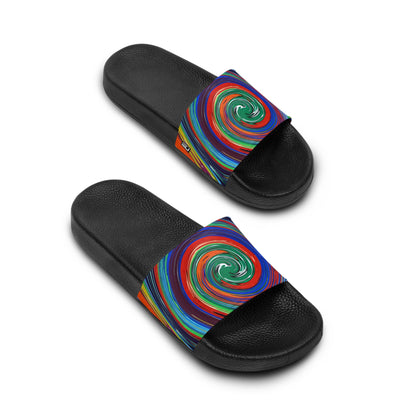 Women's Slide Sandals -No. 304 - Swirl - (Green, Orange, Purple)  - By Irish Artist Fiona de Lacy
