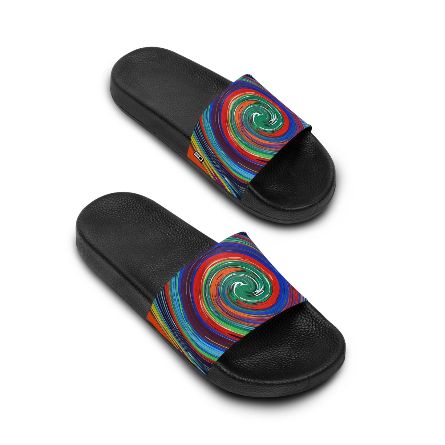 Women's Slide Sandals -No. 304 - Swirl - (Green, Orange, Purple)  - By Irish Artist Fiona de Lacy