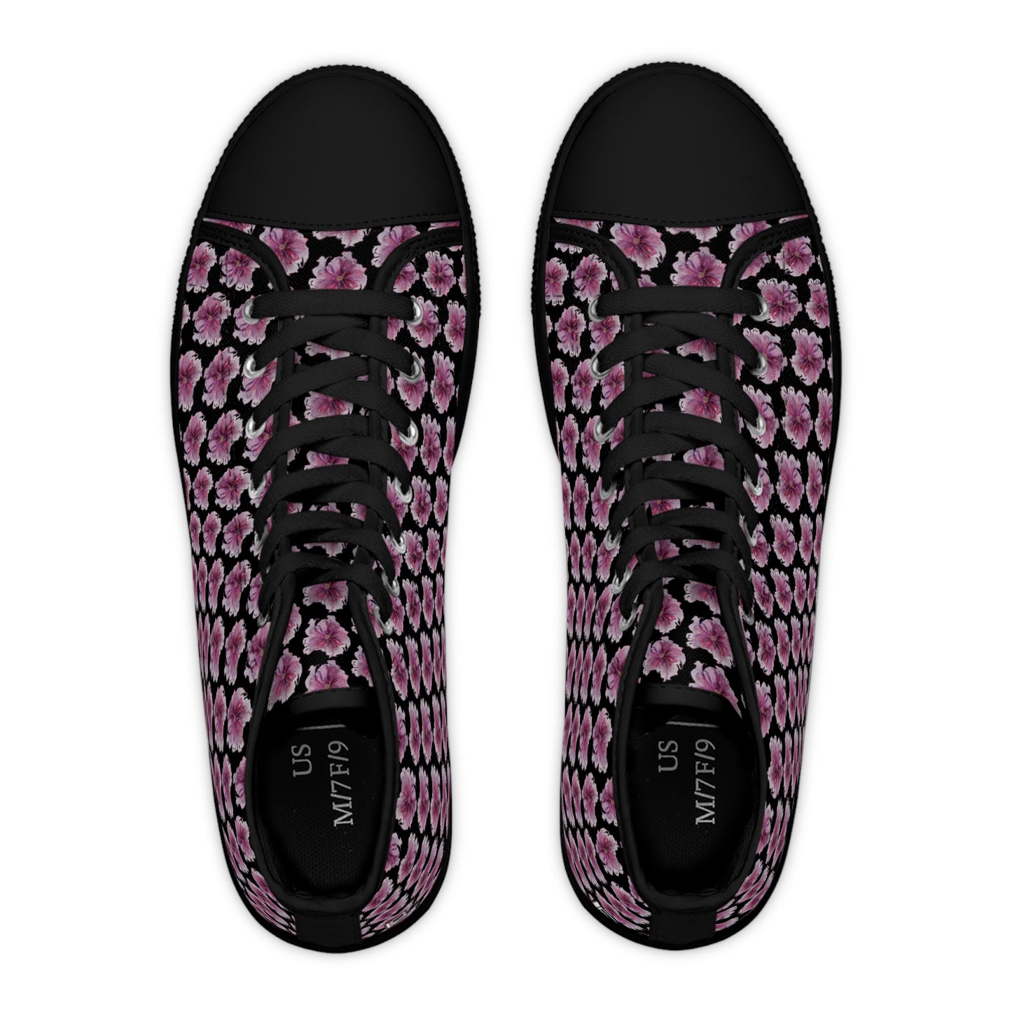 Women's High Top Sneakers - No. 269 Large Purple / Pink Flower - By Irish Artist Fiona de Lacy