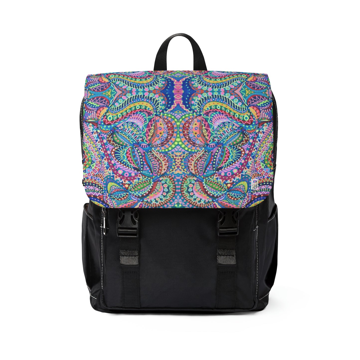 Casual Shoulder Backpack,  No. 255 Multicoloured Abstract -  By Irish Artist Fiona de Lacy