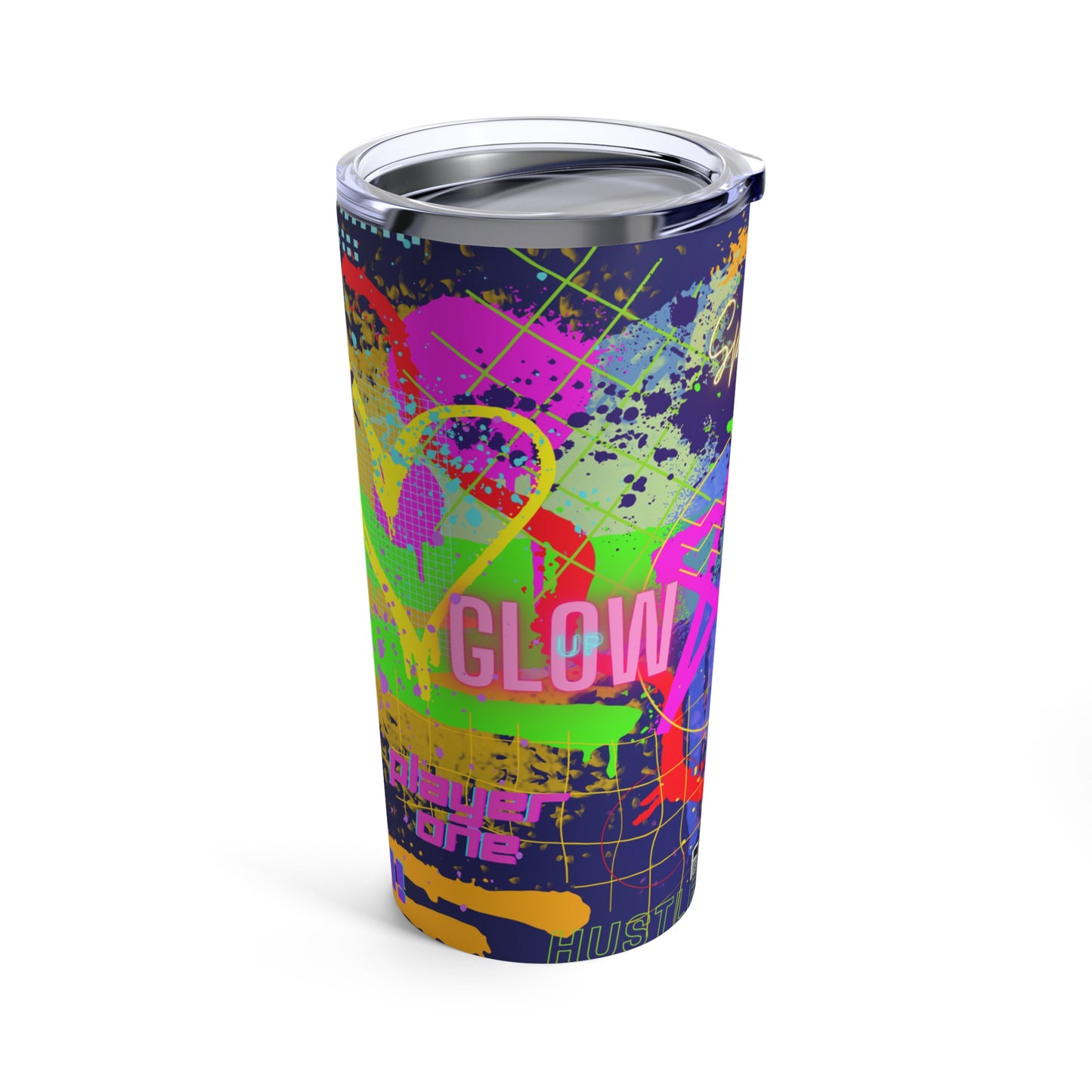 Tumbler 20oz - No.  232 - 'Glow' Graffiti - By Irish Artist Fiona de Lacy - Multicoloured