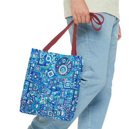 Tote Bag  - No. 262 Geometric Blue - By Irish Artist Fiona de Lacy