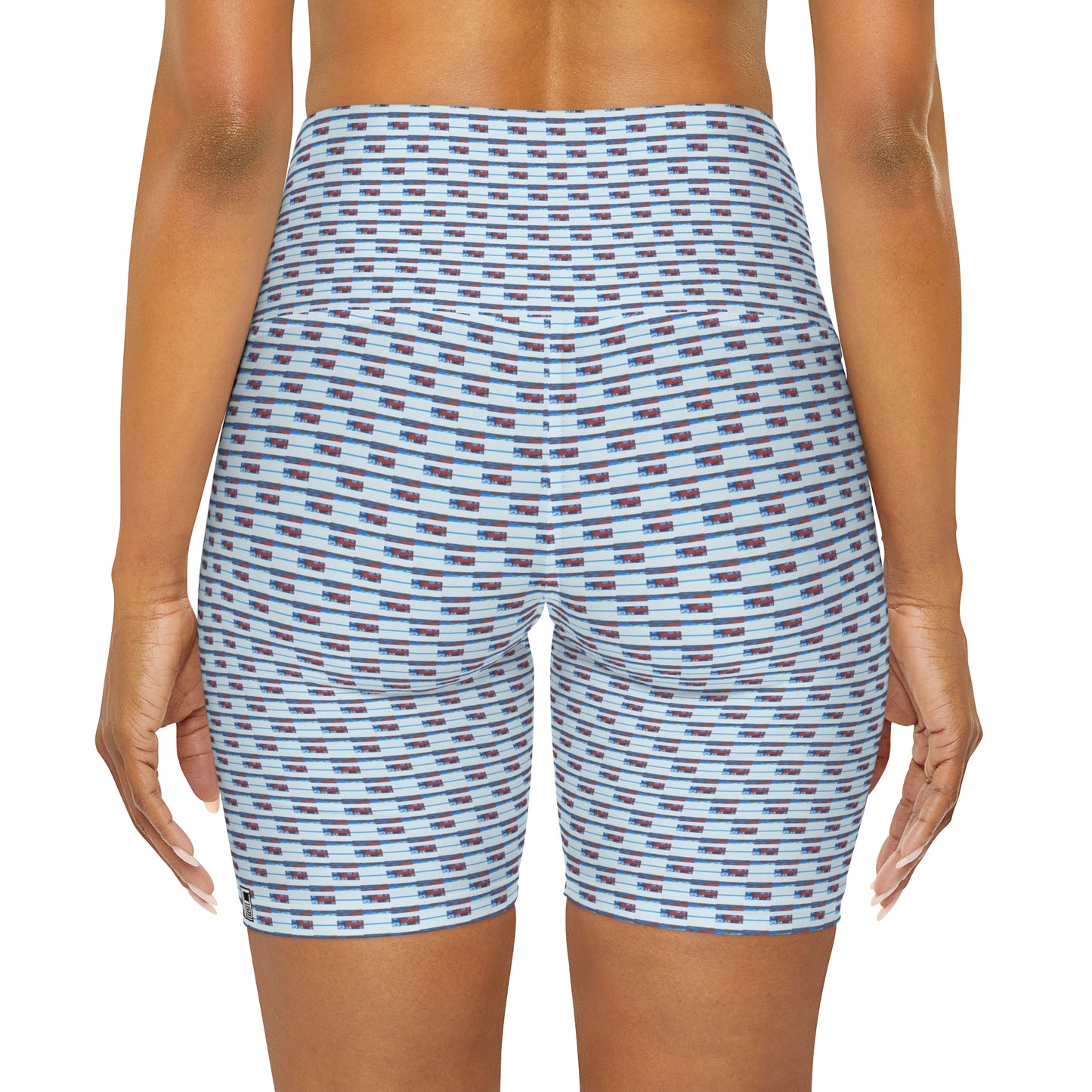 High Waisted Yoga Shorts - No. 140 - Thin Blue Line