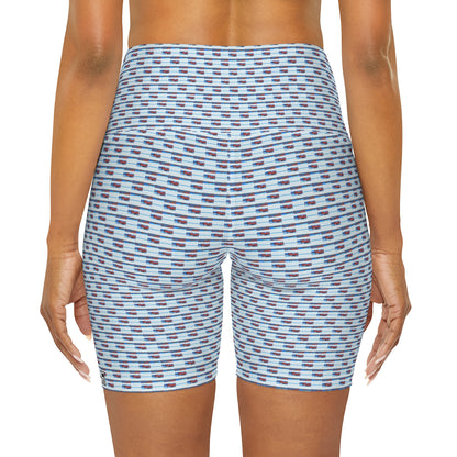 High Waisted Yoga Shorts - No. 140 - Thin Blue Line