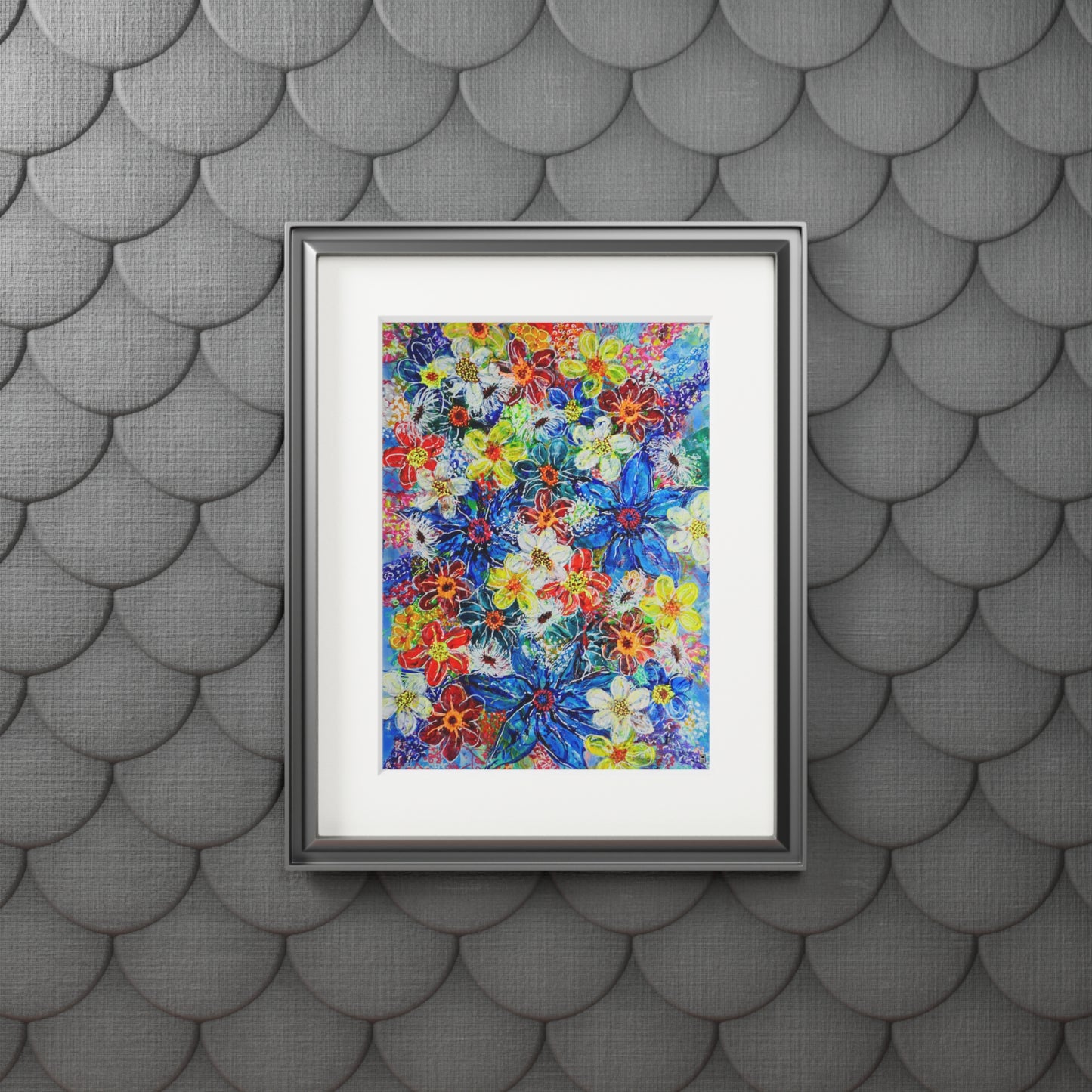 Fine Art Print (Cardboard Frame) - No. 242  - Large Blue Flowers