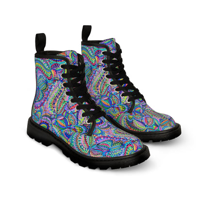 Women's Canvas Boots - No. 255  - Multicoloured Abstract