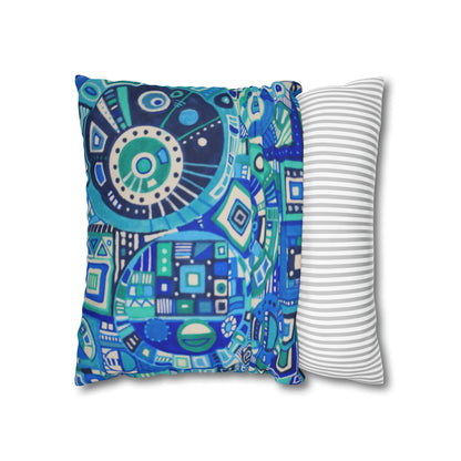 Cushion Pillow Case - No. 262 - Blue Geometric Abstract