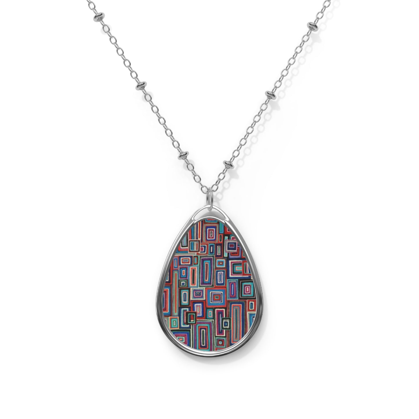 Oval Necklace - No. 311 - 'Village' - Multicoloured - By Irish Artists Fiona de Lacy