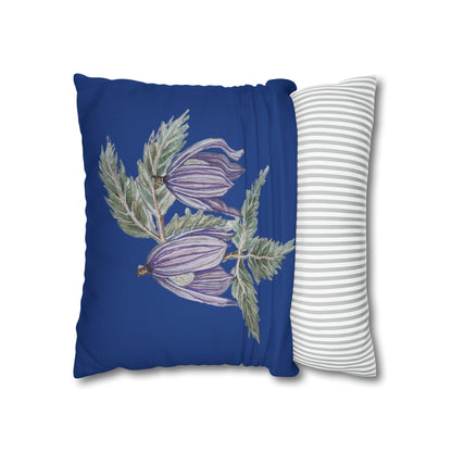 Cushion Pillow Case - No. 270 - Purple Drop Flowers on Navy Blue