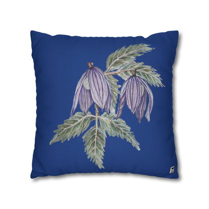 Cushion Pillow Case - No. 270 - Purple Drop Flowers on Navy Blue