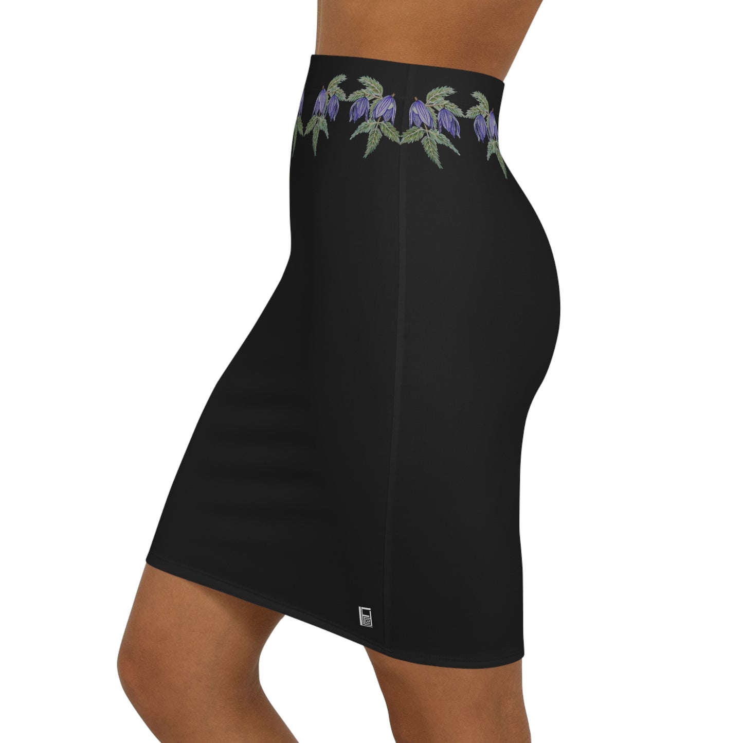 Women's Mini Skirt - No. 270 - Purple Drop Flowers on Black