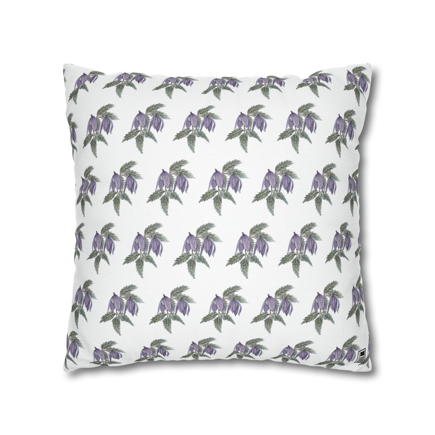 Cushion Pillow Case - No. 270 - Purple Drop Flowers on White