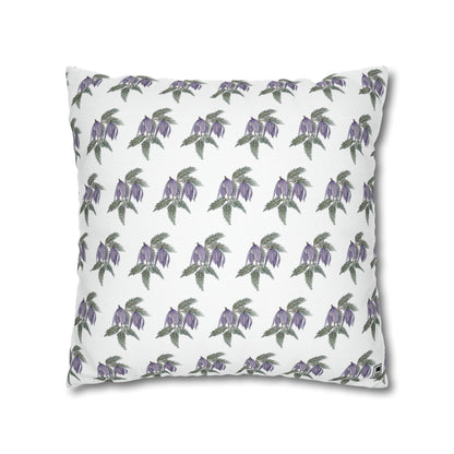 Cushion Pillow Case - No. 270 - Purple Drop Flowers on White