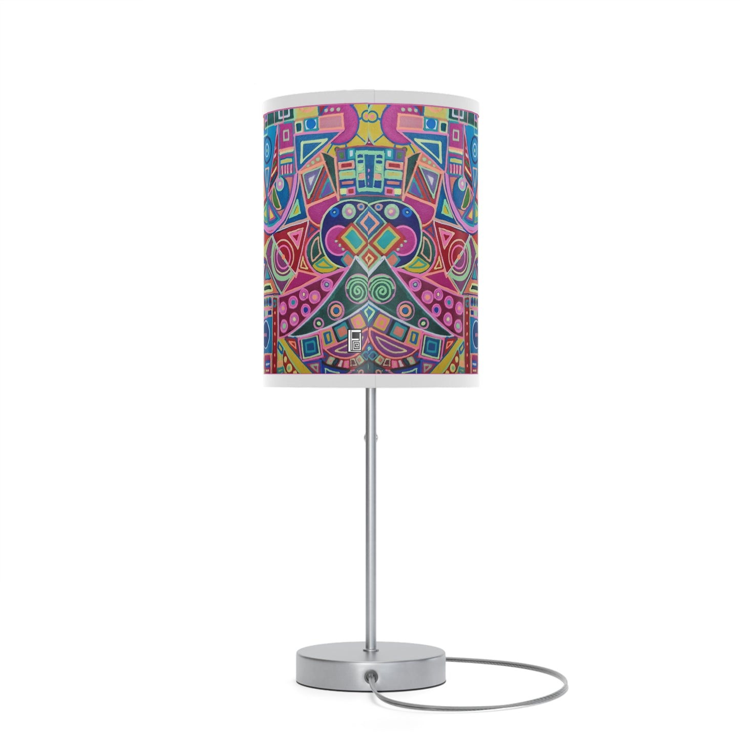 Lamp on a Stand, US|CA plug - No. 266 - Multicolour Abstract on Pink