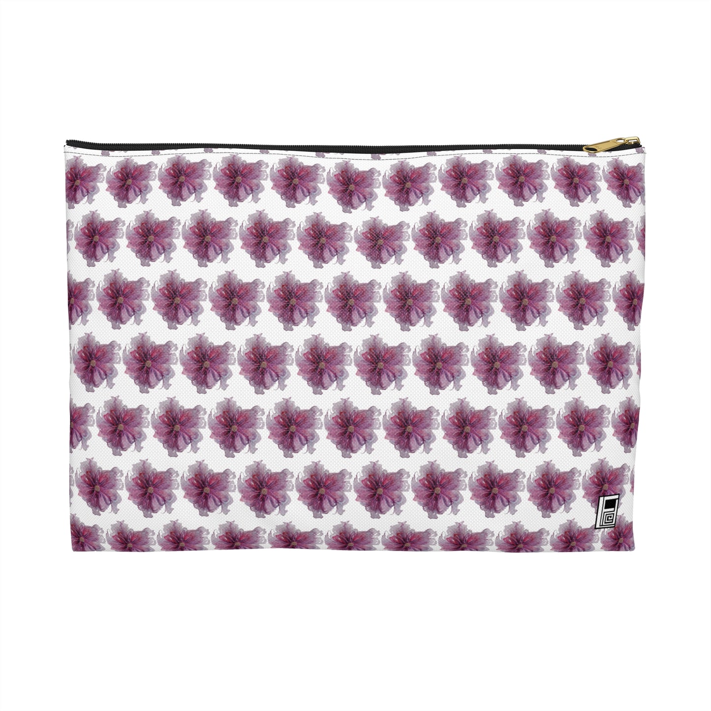 Make Up Bag - No. 269 - Purple & Pink Flower on White