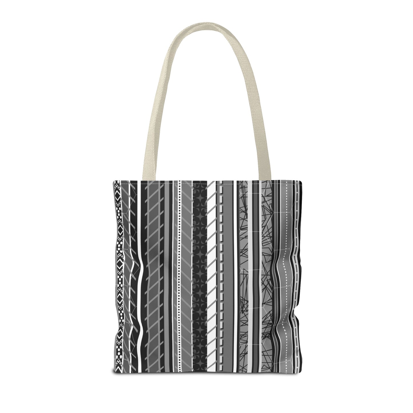 Tote Bag  - No. 298 A -  Black, White, Grey Stripes