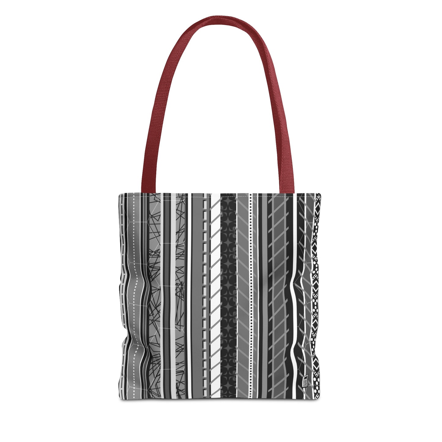 Tote Bag  - No. 298 A -  Black, White, Grey Stripes