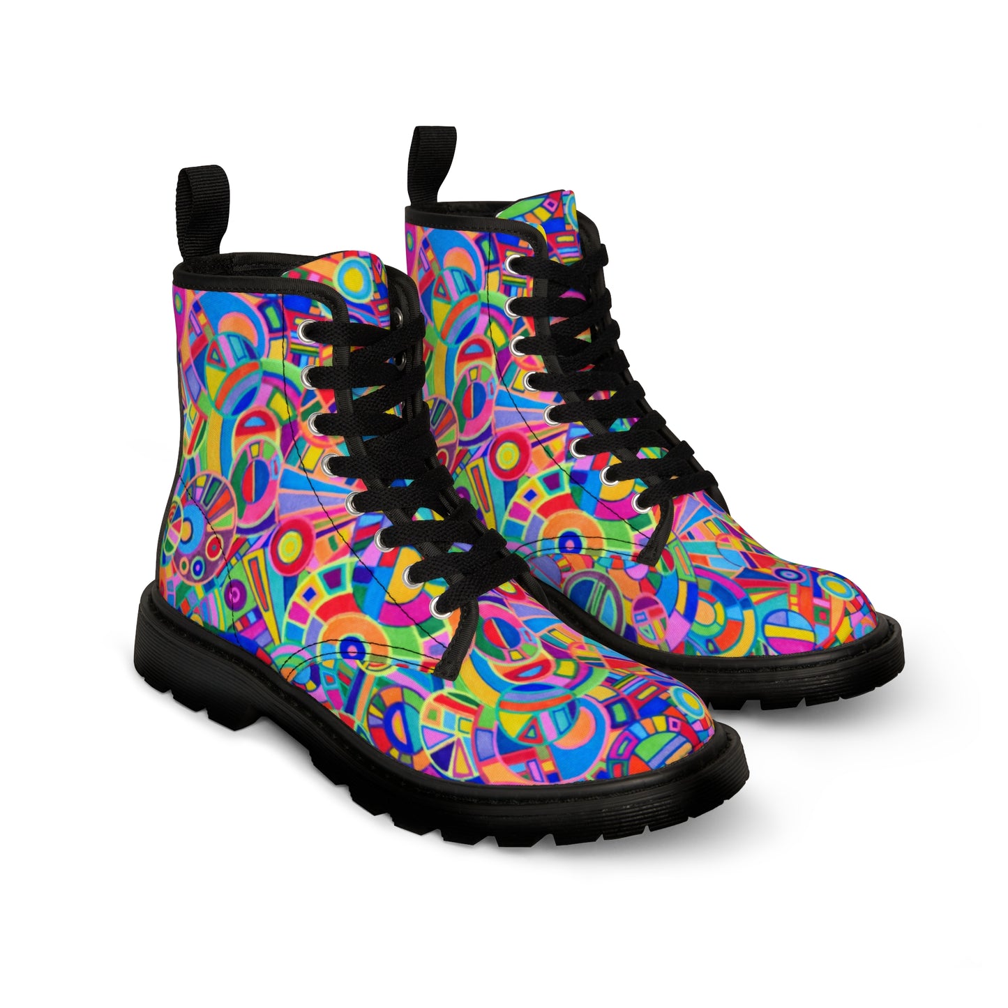 Women's Canvas Boots - No. 265  - Abstract Circles