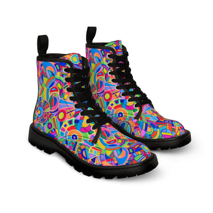 Women's Canvas Boots - No. 265  - Abstract Circles