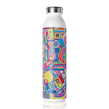 Slim Water Bottle - No. 257 'Hope' Multicoloured Abstract -  By Irish Artist Fiona de Lacy