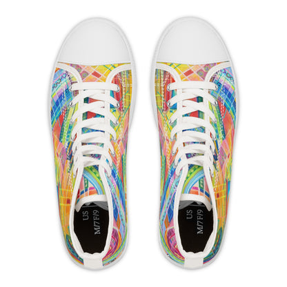 Women's High Top Sneakers - No. 234 - Multi-coloured watercolour - By Irish Artist Fiona de Lacy