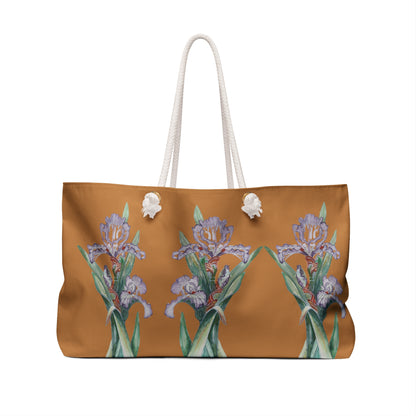 Weekender / Beach / Overnight Bag - No. 272  - Purple Orchid on Light Brown