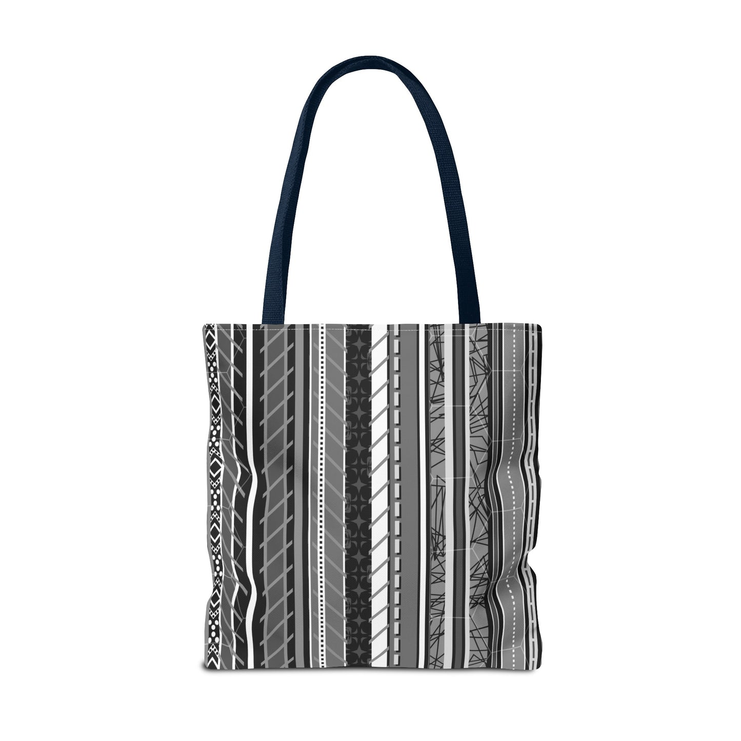 Tote Bag  - No. 298 A -  Black, White, Grey Stripes