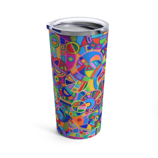 Tumbler 20oz - No.  265 Multicoloured Abstract - By Irish Artist Fiona de Lacy