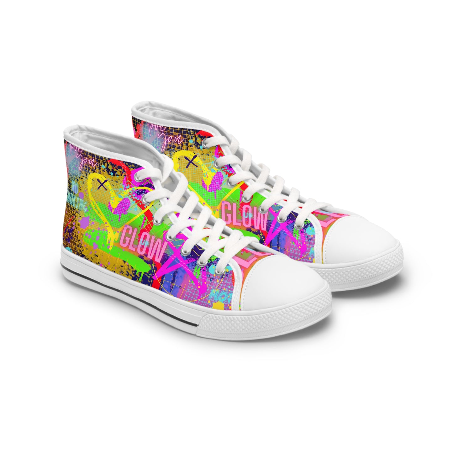 Women's High Top Sneakers - No. 232 - Graffiti - 'Glow'  - By Irish Artist Fiona de Lacy