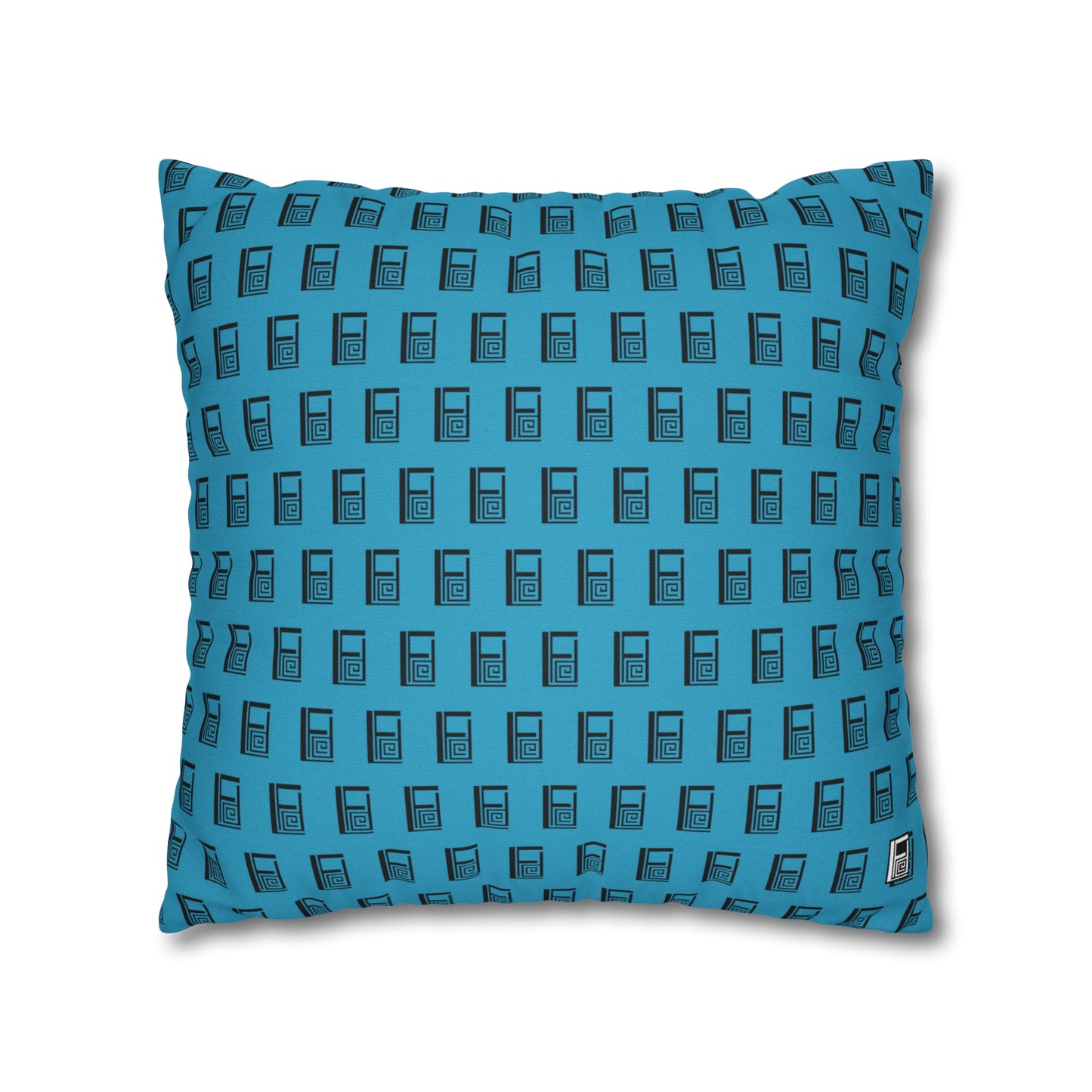 Cushion Pillow Case - No. 000TE - Black Logo on Turquoise