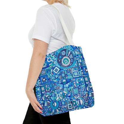 Tote Bag  - No. 262 Geometric Blue - By Irish Artist Fiona de Lacy