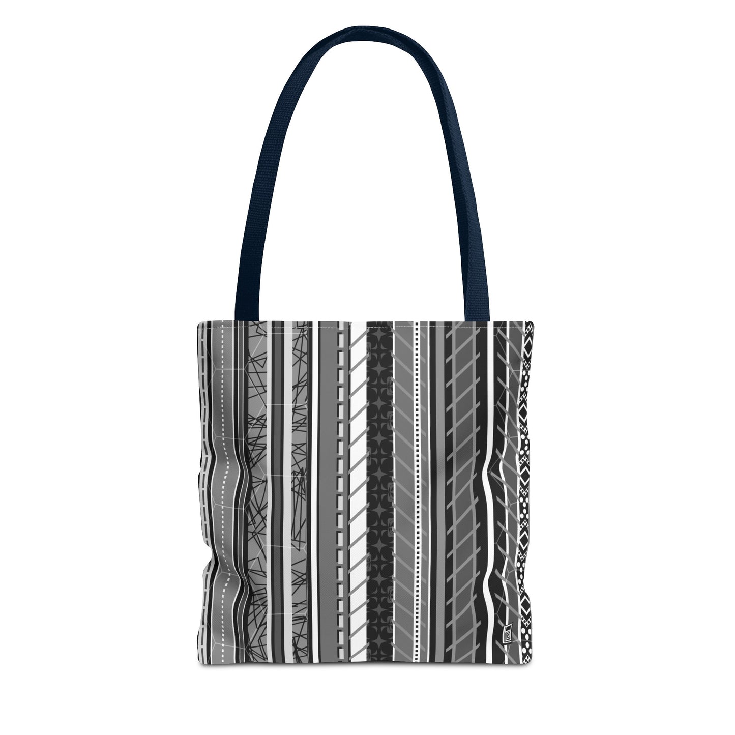 Tote Bag  - No. 298 A -  Black, White, Grey Stripes