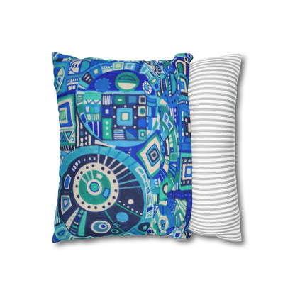 Cushion Pillow Case - No. 262 - Blue Geometric Abstract