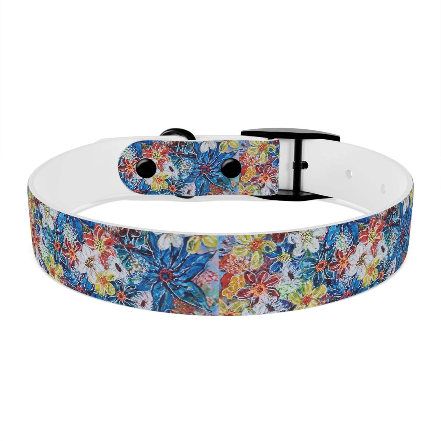 Dog Collar - No. 242 - Large Blue Flowers