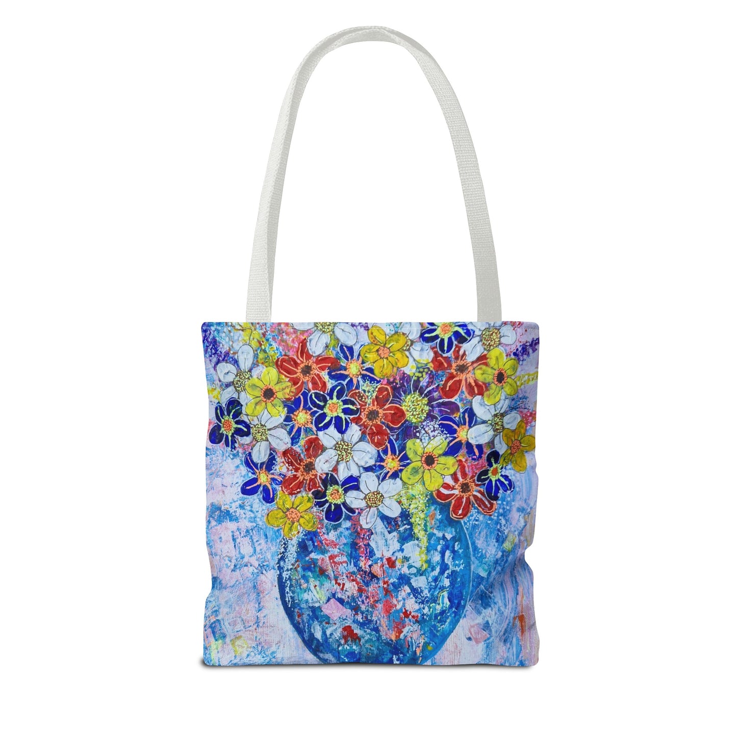 Tote Bag  - No. 242 - Blue round vase of Flowers