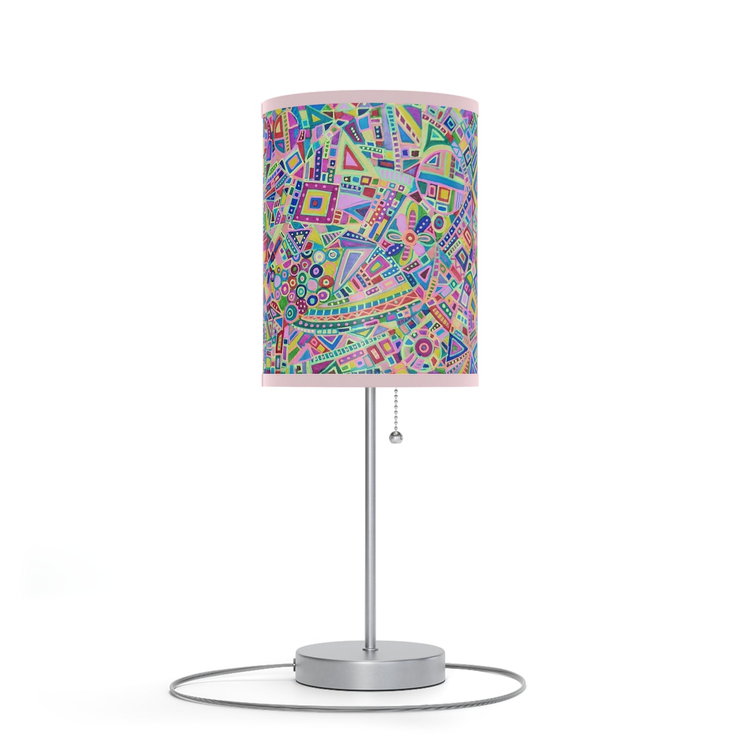 Lamp on a Stand, US|CA plug - No. 259 - Multicolour Abstract on Blue