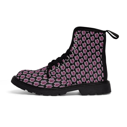 Women's Canvas Boots - No. 269 - Pink & Purple Flower