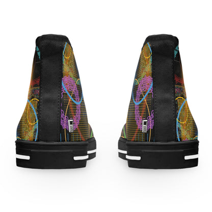 Women's High Top Sneakers, No. 299 - 'Rings' Multicoloured Abstract - By Irish Artist Fiona de Lacy