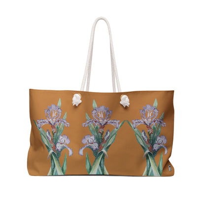 Weekender / Beach / Overnight Bag - No. 272  - Purple Orchid on Light Brown