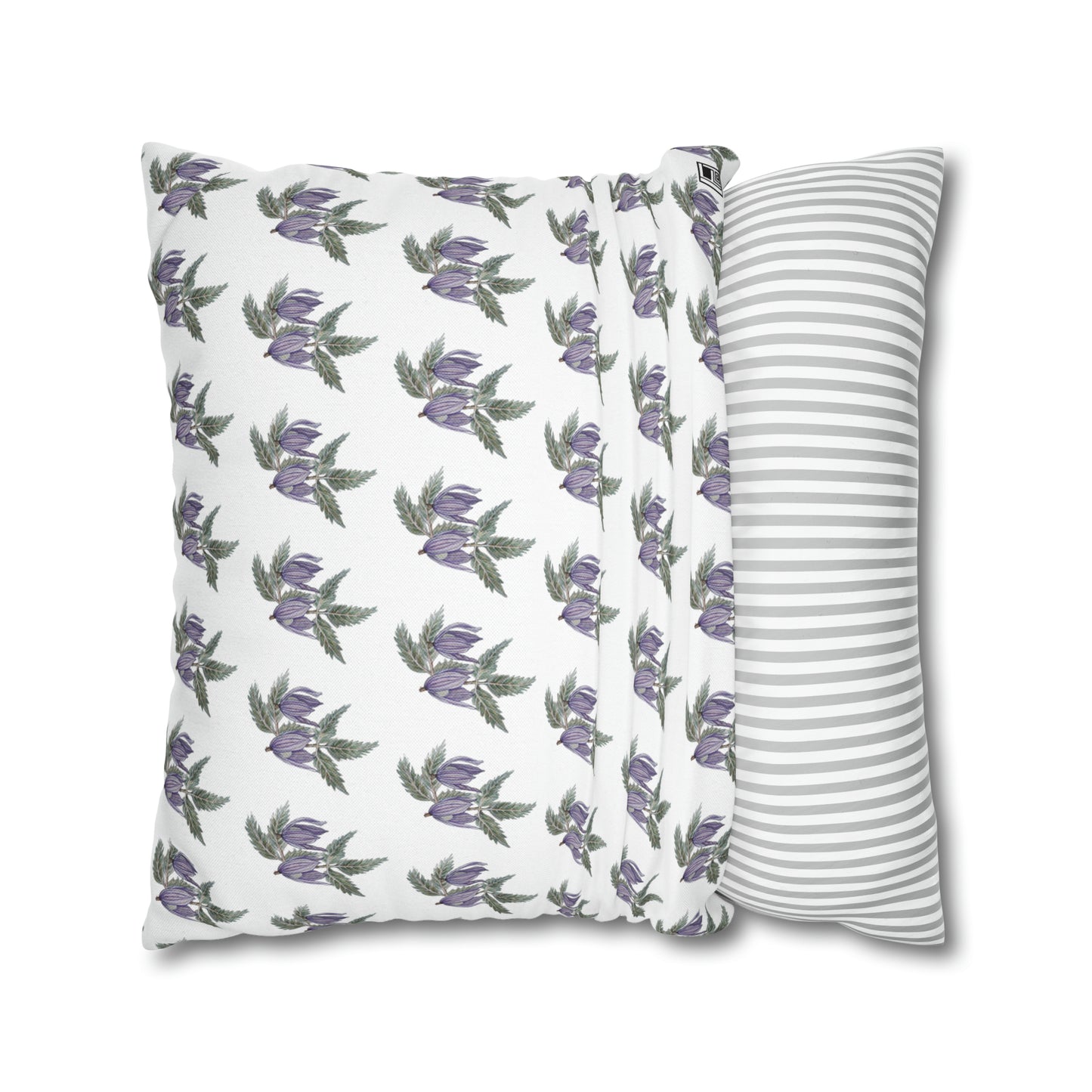 Cushion Pillow Case - No. 270 - Purple Drop Flowers on White